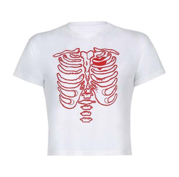 Y2K Skeleton T-Shirt: Grunge Aesthetic & Cute Tops for Trendy Looks