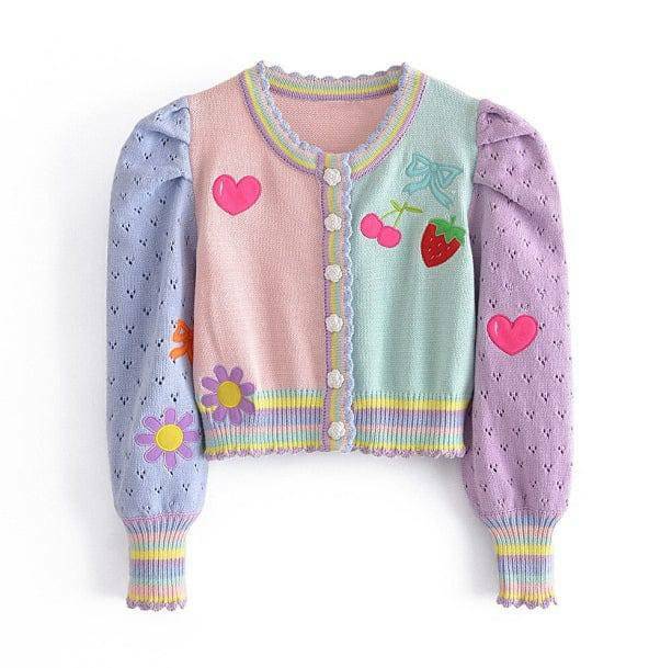 Y2K Soft Girl Cherry Cardigan - Cute Pastel Goth Aesthetic Top