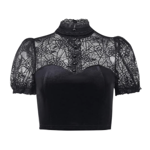 Y2K Spider Web Crop Top - Grunge Aesthetic Cute Top for Trendy Outfits