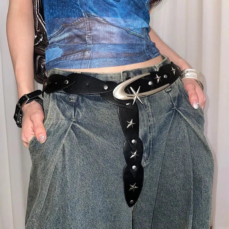 Y2K Star Buckle Belt: Trendy Accessory for Coquette & Grunge Aesthetics