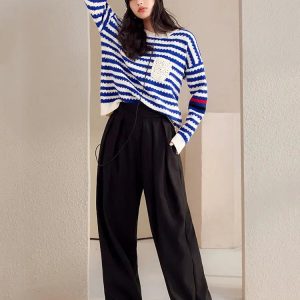 Y2K Striped Knitted Sweater - Cute Tops for Coquette & Grunge Aesthetic