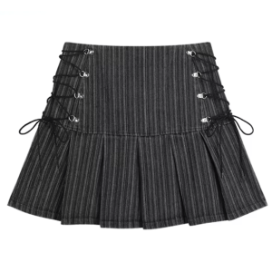 Y2K Striped Mini Skirt - Cute Pastel Goth & Grunge Aesthetic Outfit