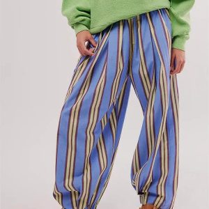 Y2K Striped Sweatpants: Grunge Aesthetic & Coquette Style Essentials