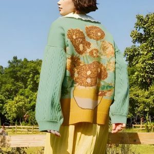 Y2K Sunflowers Cardigan: Cute Tops for Coquette & Grunge Aesthetic