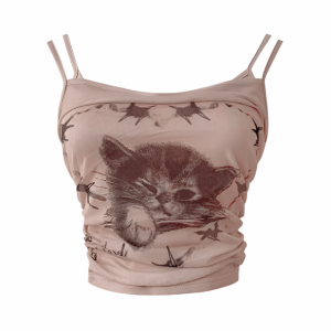 Y2K Sweet Kitty Crop Top - Coquette Aesthetic & Grunge Style Essential