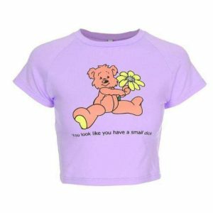 Y2K Teddy Bear Crop Top - Cute Pastel Goth & Coquette Aesthetic Style