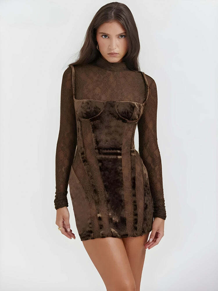 Y2K Velvet Mini Dress: Coquette Aesthetic & Grunge Style Fusion