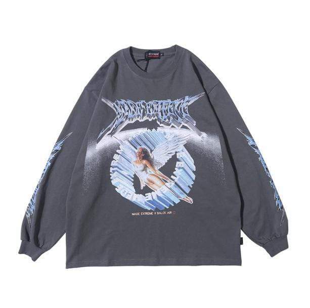 Y2K Vintage Angel Sweatshirt - Cute Tops for Coquette & Grunge Aesthetic