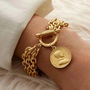 Y2K Vintage Coin Bracelet - Cute Accessory for Coquette & Grunge Aesthetic