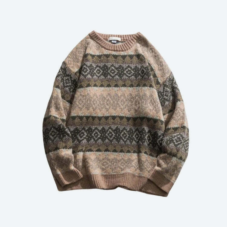 Y2K Vintage Jacquard Knitted Sweater - Cute Tops for Coquette Aesthetic