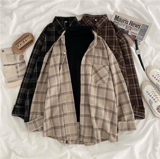 Y2K Vintage Plaid Shirt - Grunge Aesthetic & Coquette Style Top