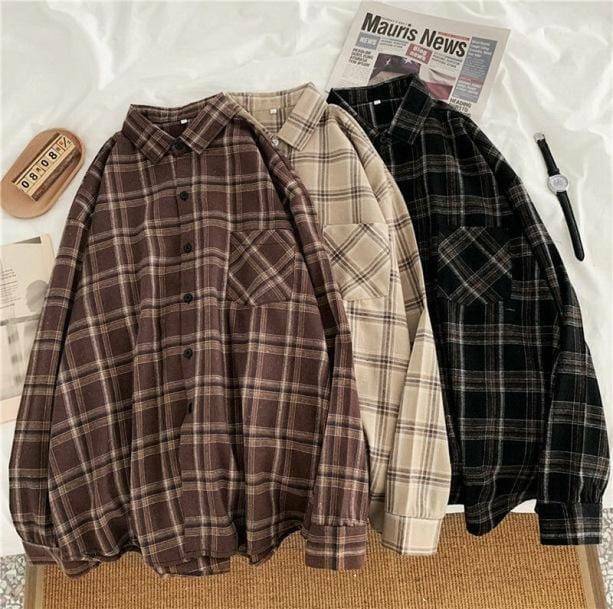 Y2K Vintage Plaid Shirt - Grunge Aesthetic & Coquette Style Top