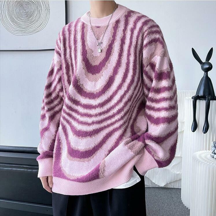 Y2K Wavy Striped Knitted Sweater - Cute Tops for Coquette & Grunge Aesthetic