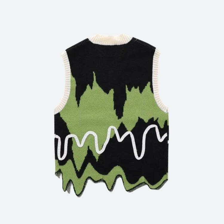 Y2K Wavy Striped Sweater Vest - Grunge Aesthetic & Cute Tops