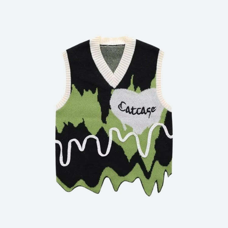 Y2K Wavy Striped Sweater Vest - Grunge Aesthetic & Cute Tops