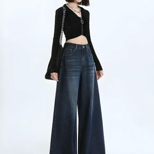 Y2K Wide Leg Jeans: Grunge Aesthetic & Coquette Style Essential