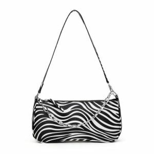 Zebra Print Handbag - Y2K Fashion Essential for Coquette & Grunge Aesthetics