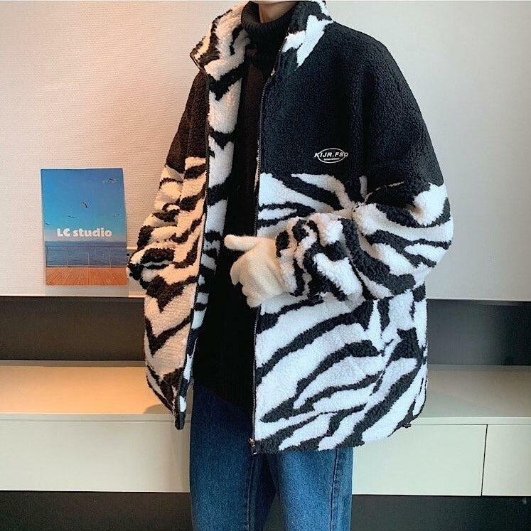 Zebra Print Zip-Up Jacket - Y2K Fashion, Grunge Aesthetic, Cute Tops