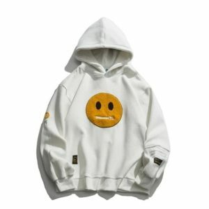 Zipper Pocket Emoji Hoodie - Y2K Fashion, Cute Tops, Grunge Aesthetic